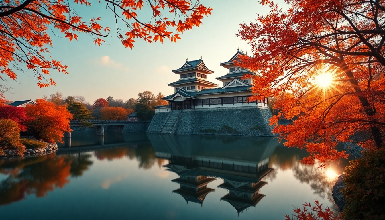 Vibrant Japanese Castle Maple in Autumn