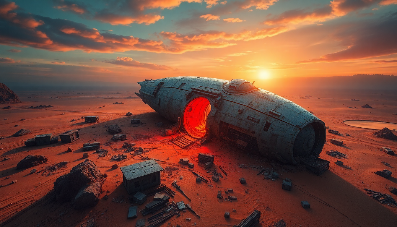 Dramatic Crashed Alien Ship Ruins