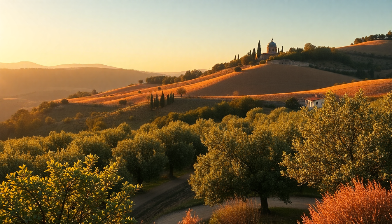 Mystical Tuscany Olive Grove in Golden Light