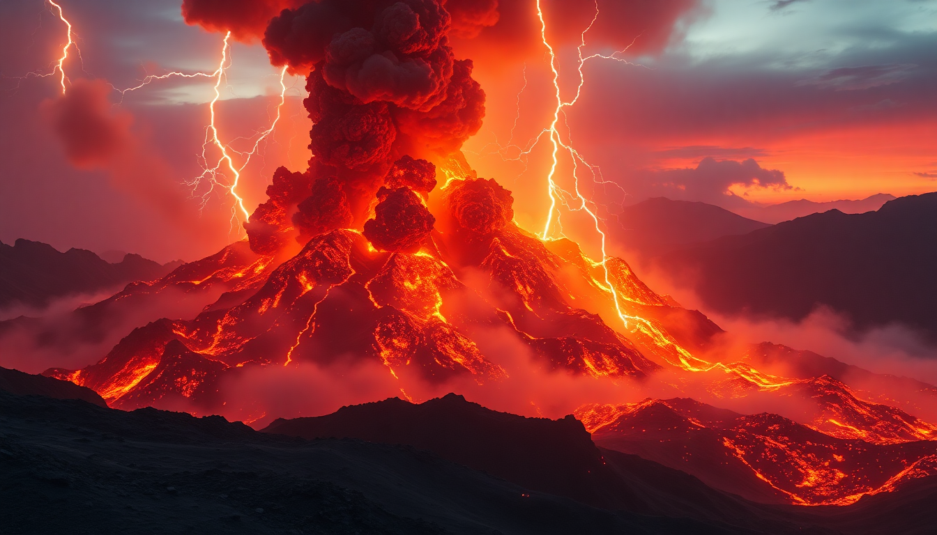 Dreamlike Volcanic Lightning Eruption
