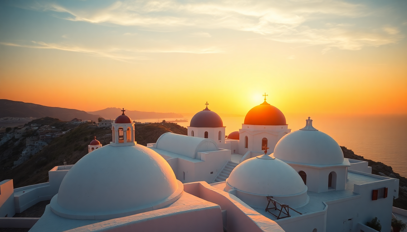 Spectacular Santorini Domes White at Sunset