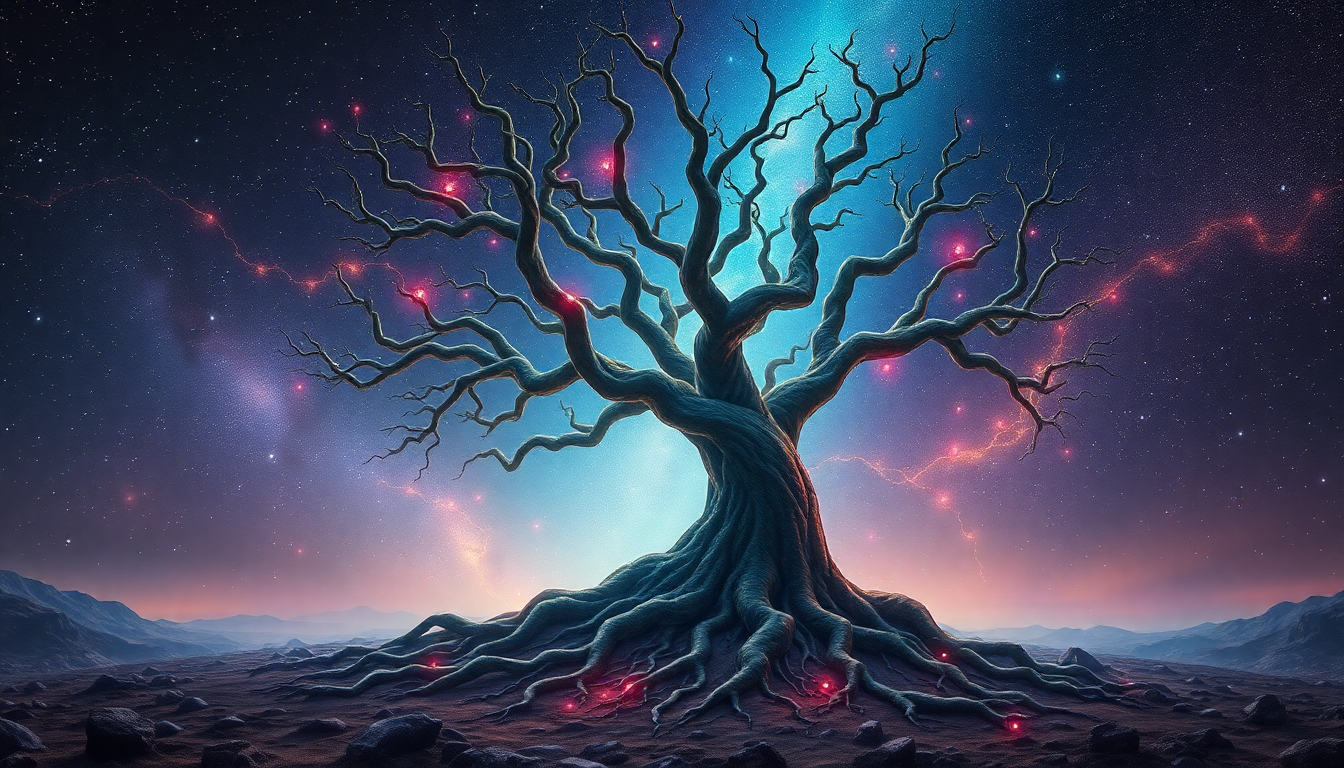 Wondrous Yggdrasil World Tree by Night