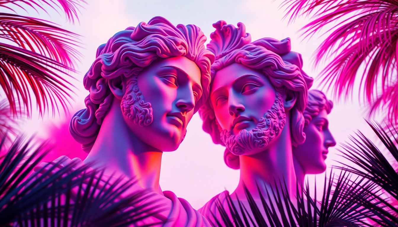 Enchanted Vaporwave Roman Busts