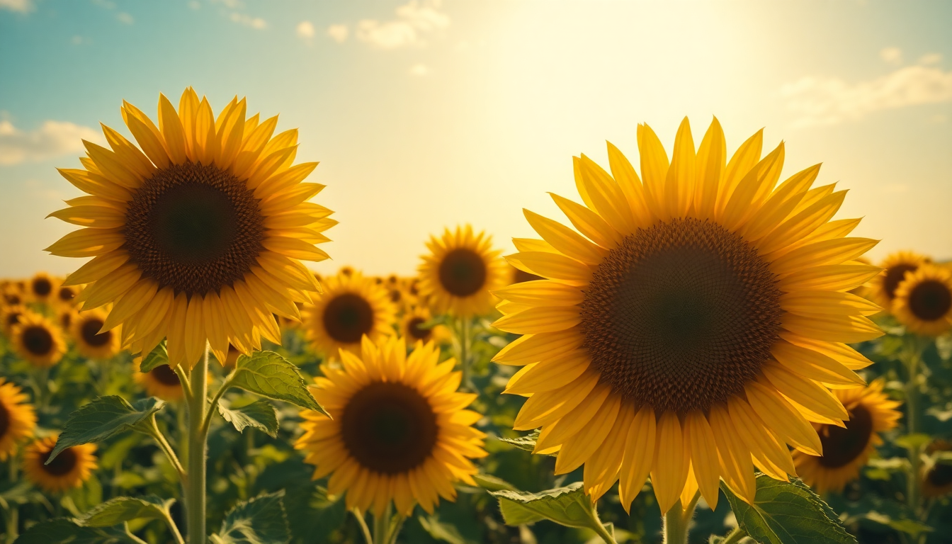 Verdant Sunflower Field Endless in Summer