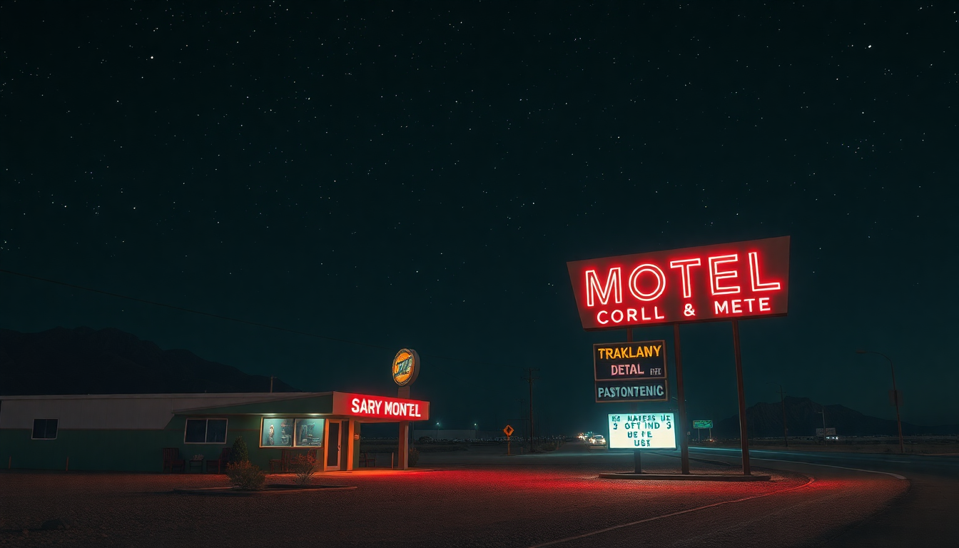 Cosmic Motel Sign Vacancy Neon Dreams