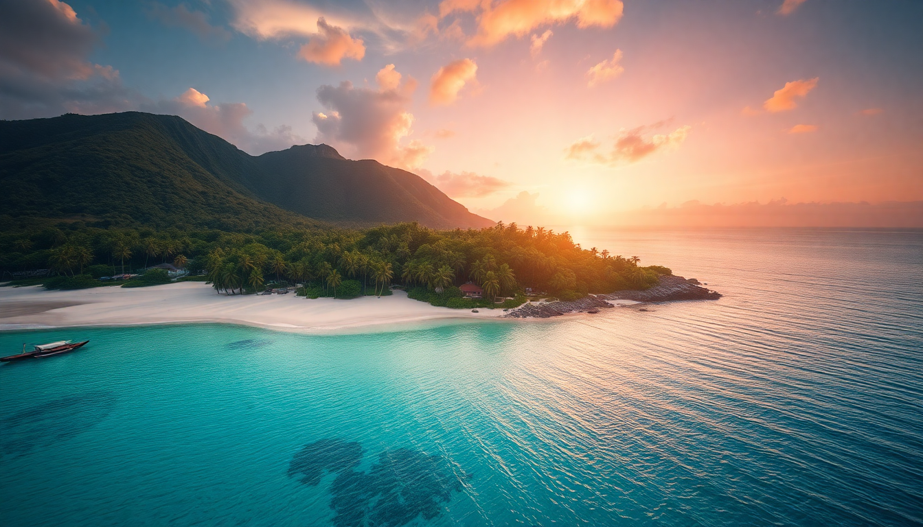 Sprawling Tropical Island Beach from Above