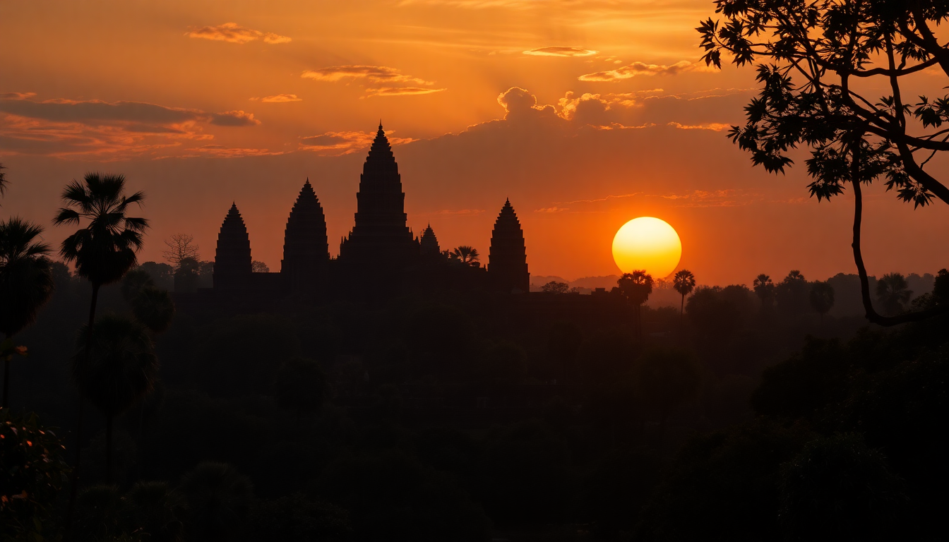 Tranquil Angkor Wat Wat Temple at Sunrise