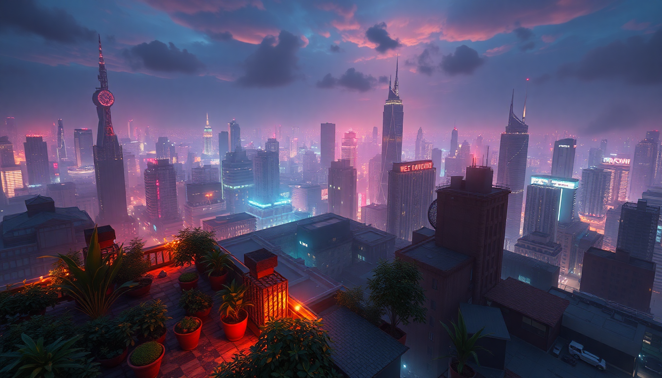 Sublime Rooftop Garden Oasis by Night