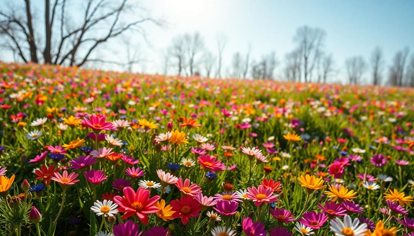 Alluring Meadow Wildflowers Carpet in Spring