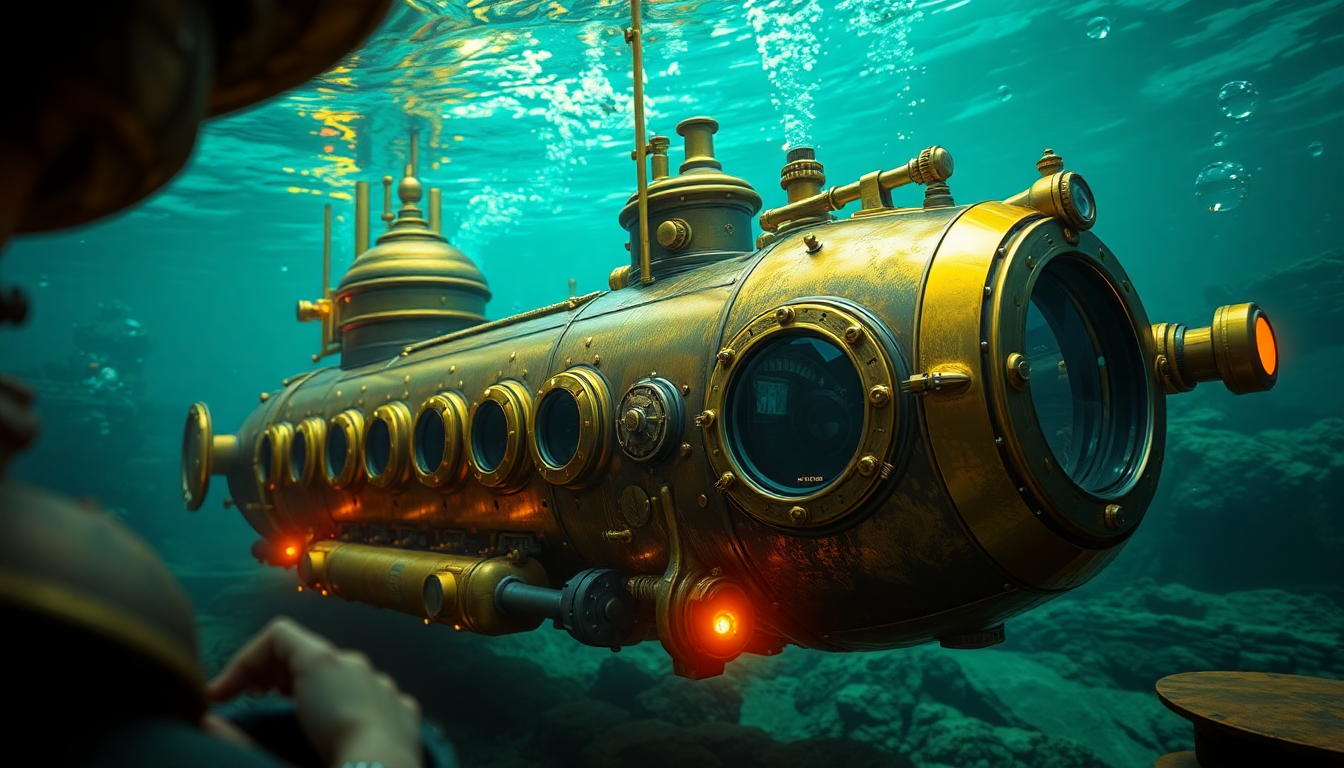Haunting Nautilus Submarine Brass Depths