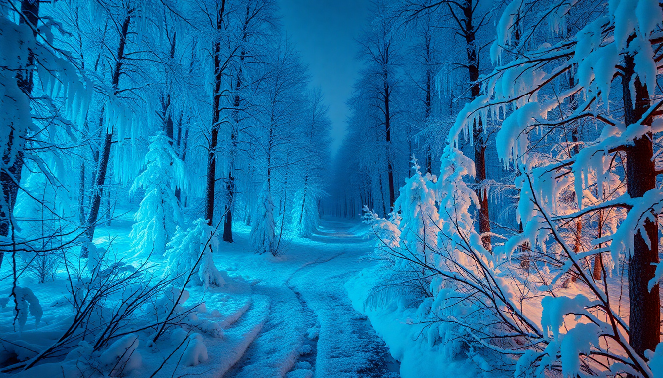 Tranquil Forest Ice Covered Frozen
