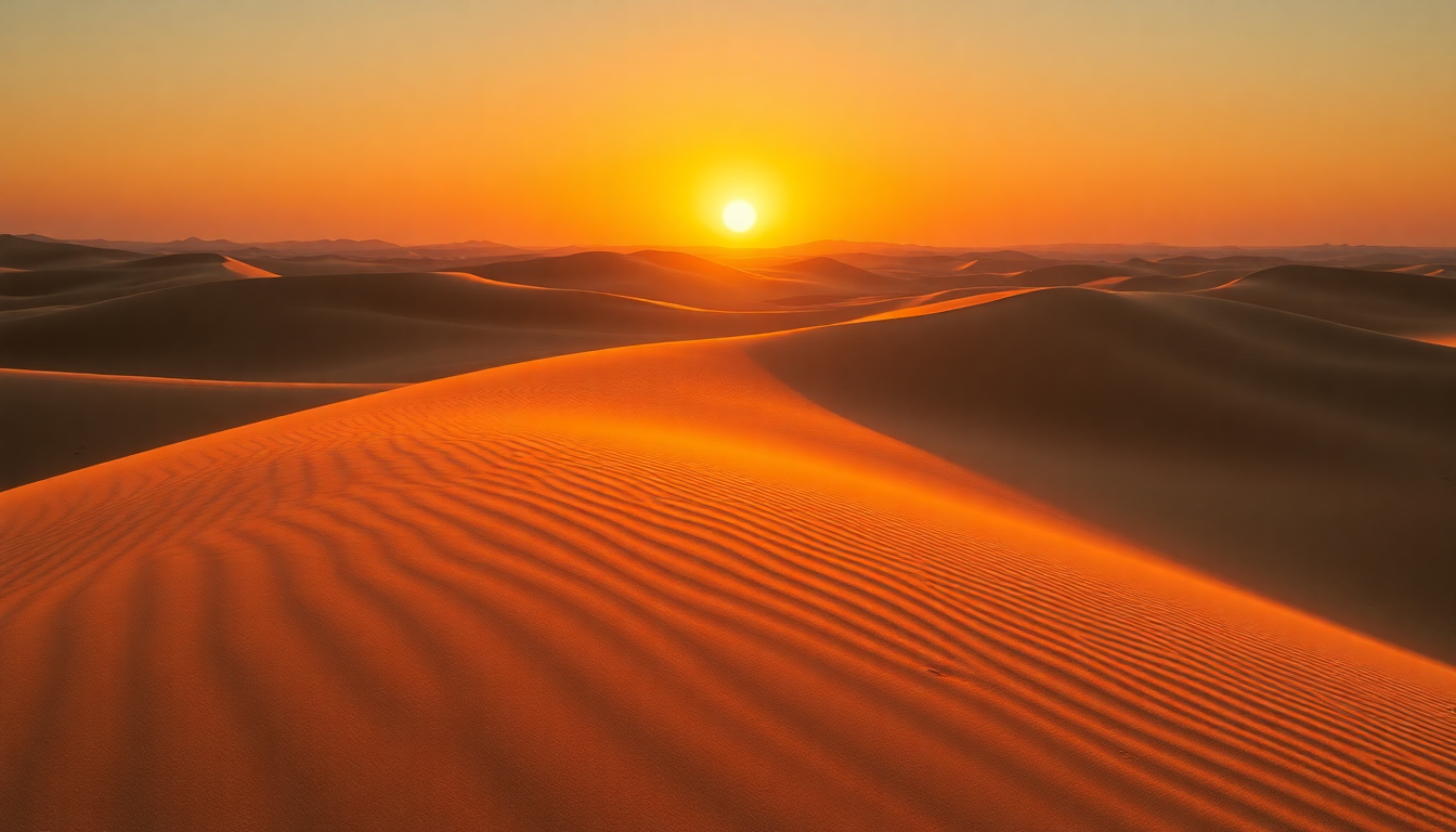 Majestic Sahara Dunes Ripples in Golden Light