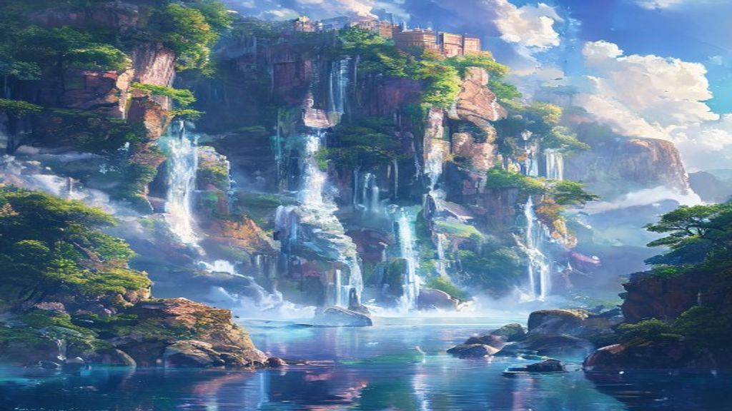 Alluring Fantasy Landscape Floating Magic