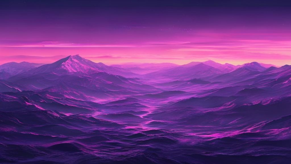 Glorious Vaporwave Grid Mountains at Sunset