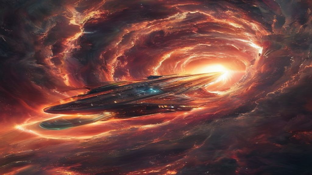 Golden Interstellar Ship Approaching