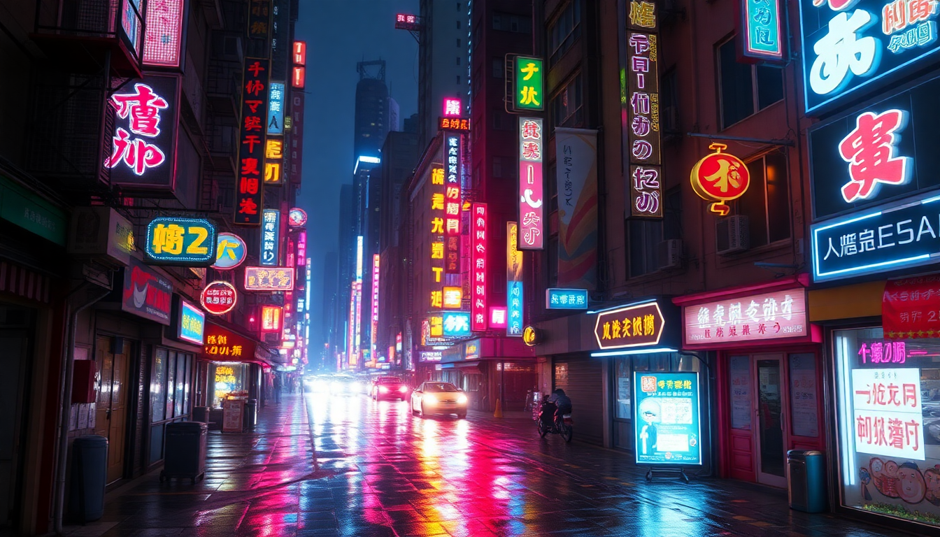 Dramatic Hong Kong Alley Neon Dreams
