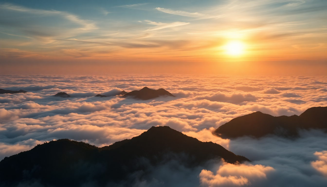 Infinite Sea Clouds Peaks in the Mist