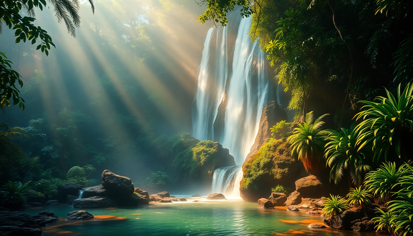 Wondrous Jungle Waterfall Hidden in the Mist