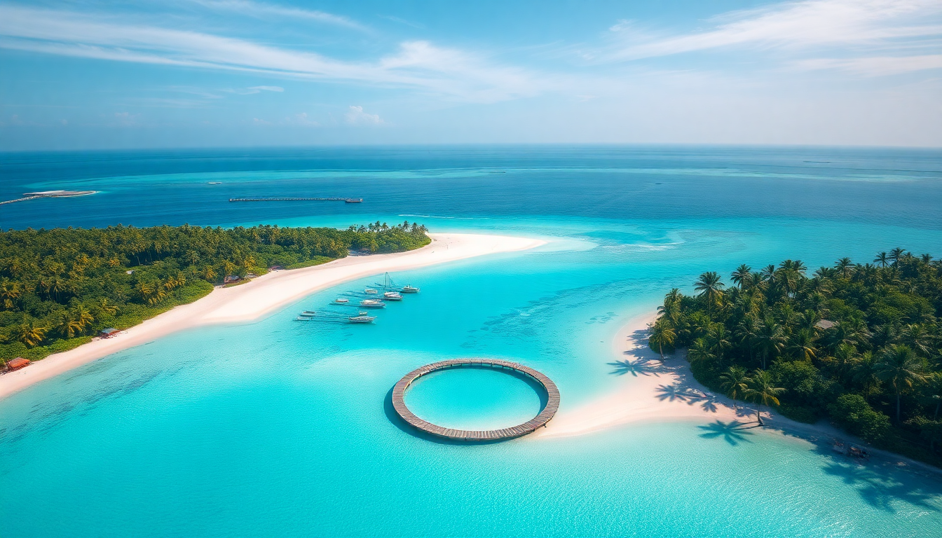 Lustrous Tropical Island Beach from Above