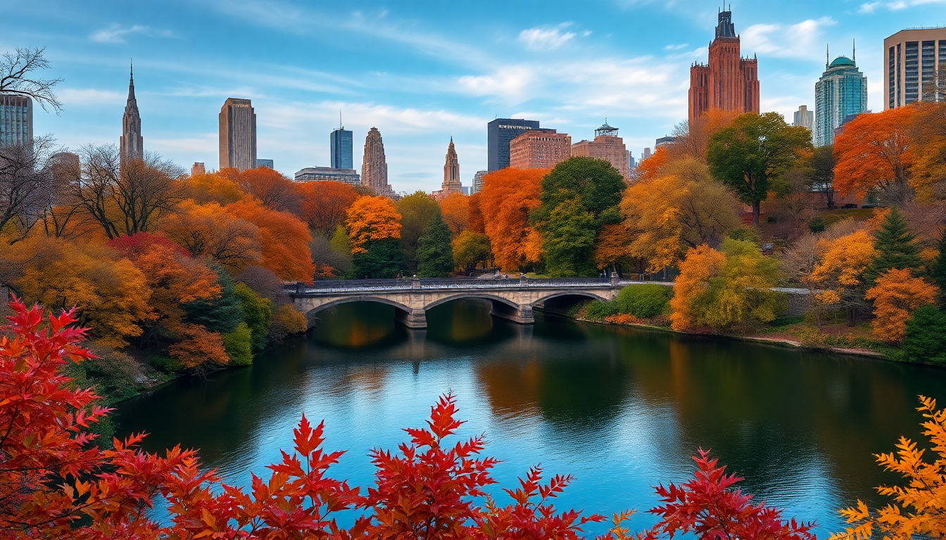 Serene Central Park Foliage in Autumn