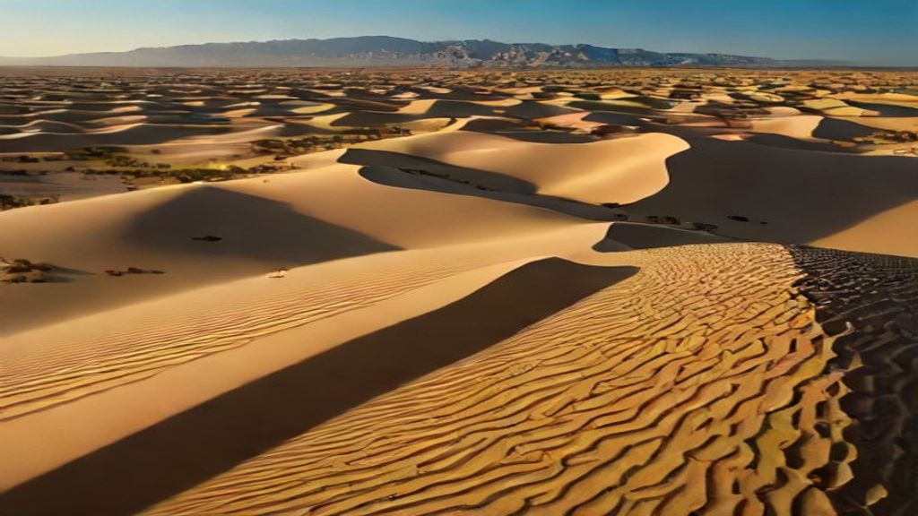 Vivid Sand Dunes Shadows from Above