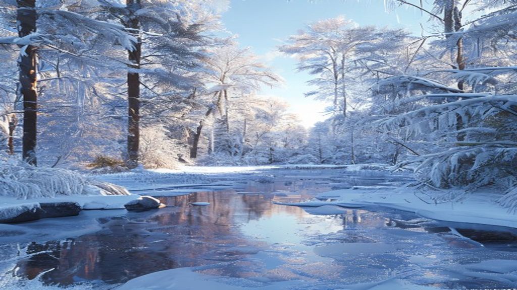 Sweeping Forest Ice Covered Frozen