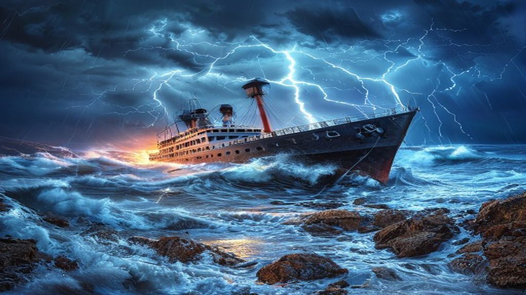 Celestial Shipwreck Stormy Seas Drama