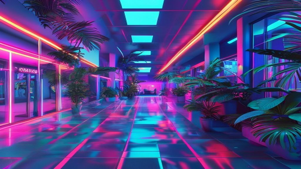 Splendid Empty Mall 90s Neon Dreams