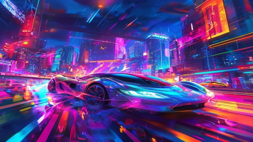 Enchanted Flying Cars Traffic Neon Dreams