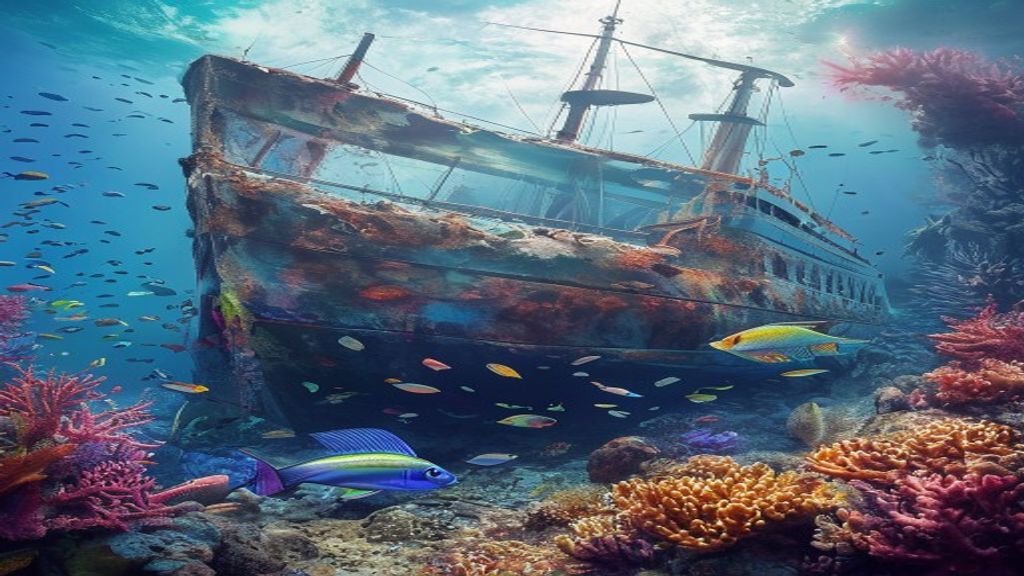 Sweeping Shipwreck Coral Encrusted