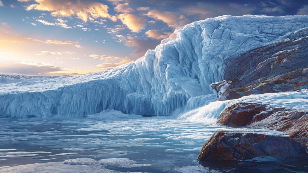 Radiant Glacier Calving Ice Drama