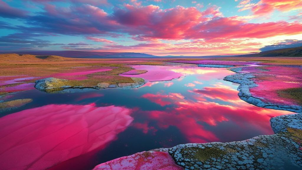 Splendid Salt Ponds Pink from Above