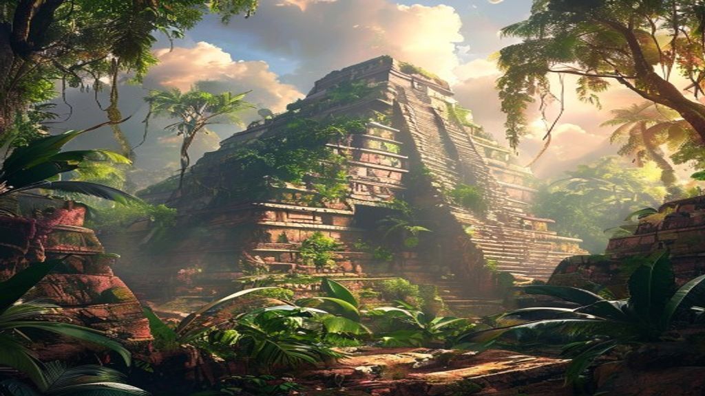 Vast Mayan Pyramid Jungle Ruins