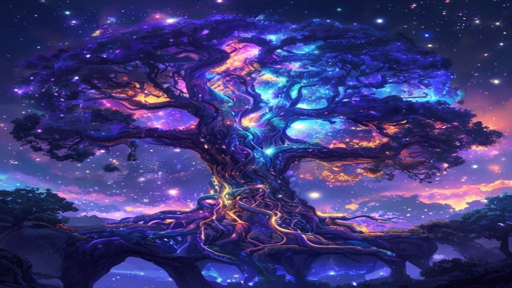 Ethereal Yggdrasil World Tree by Night