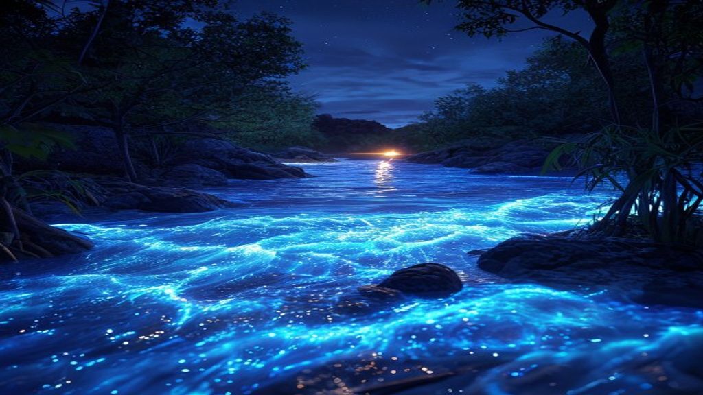 Dramatic Bioluminescent Bay Blue Glow