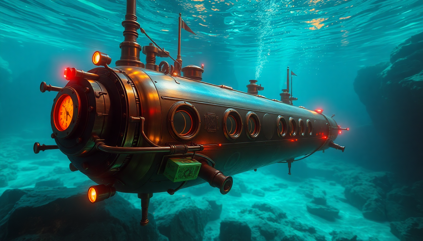 Breathtaking Nautilus Submarine Brass Depths