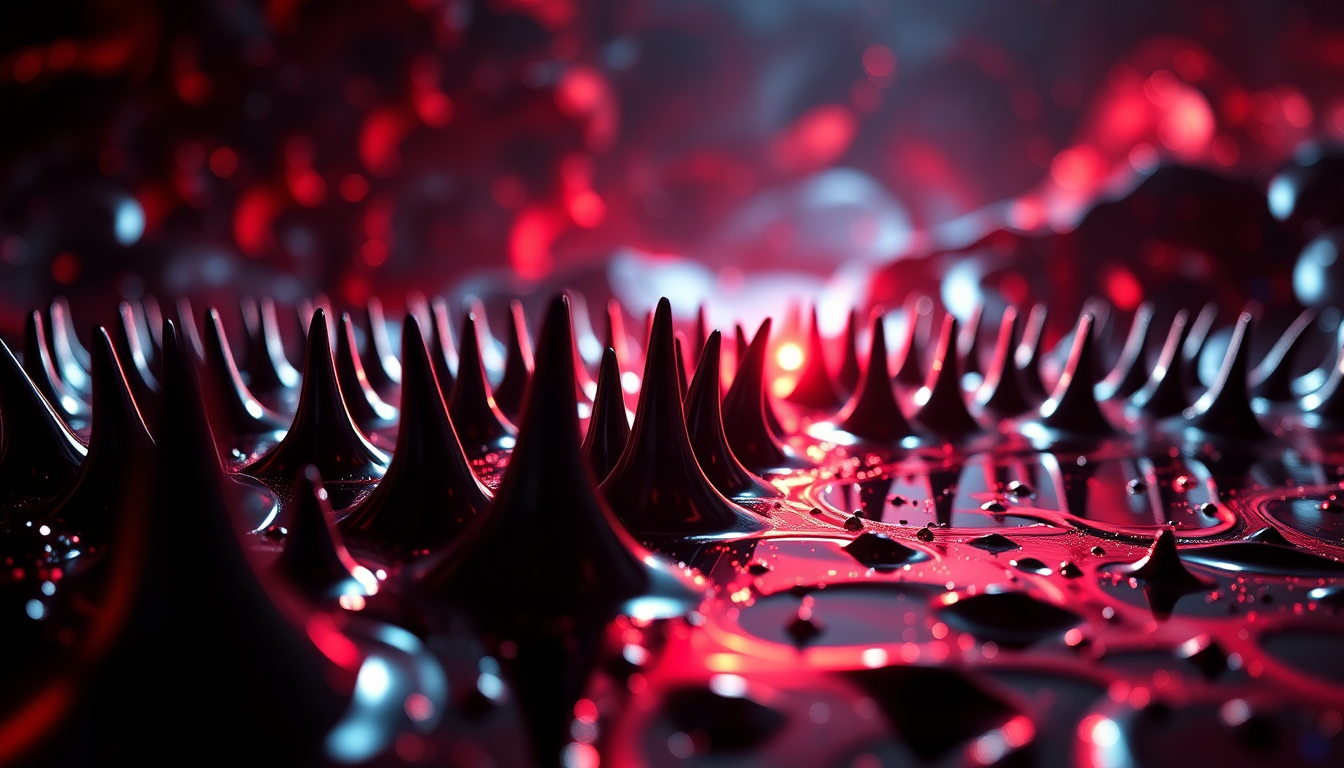 Prismatic Ferrofluid Spikes Glossy Drama