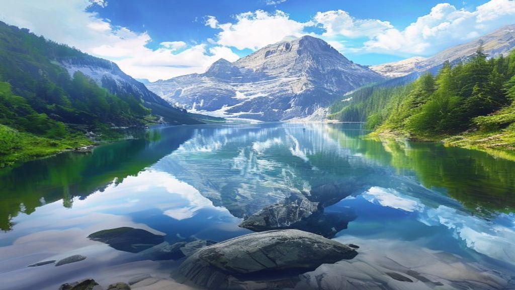 Golden Mountain Lake Mirror Reflections