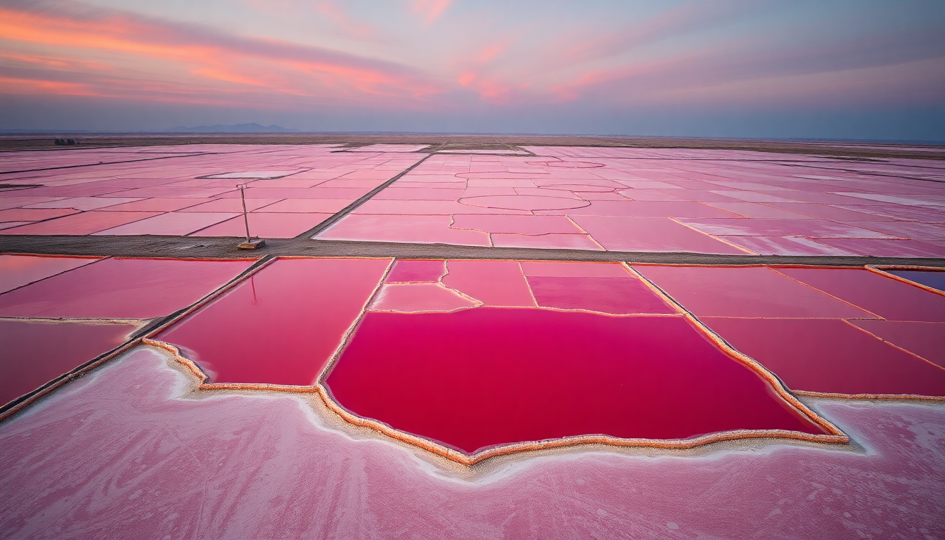 Vivid Salt Ponds Pink from Above