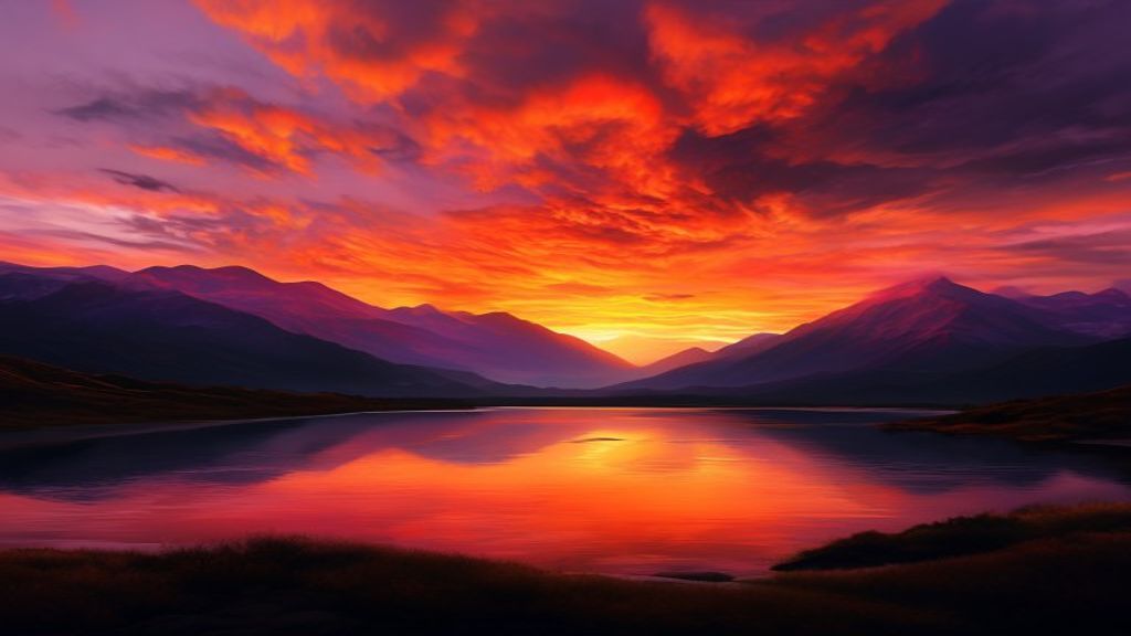Verdant Fire Sky Orange at Sunset