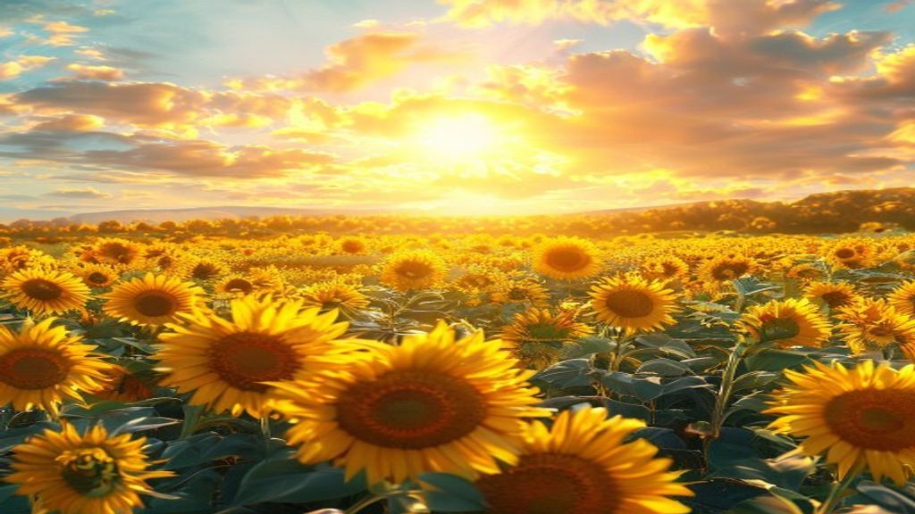 Luminous Sunflower Field Endless in Summer