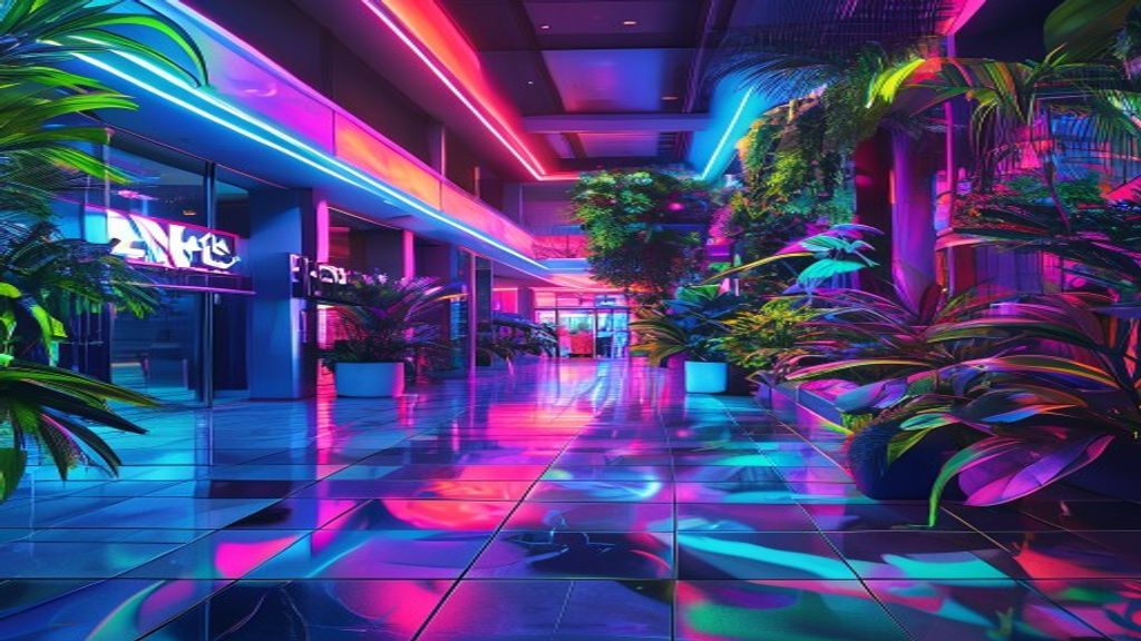 Lustrous Empty Mall 90s Neon Dreams